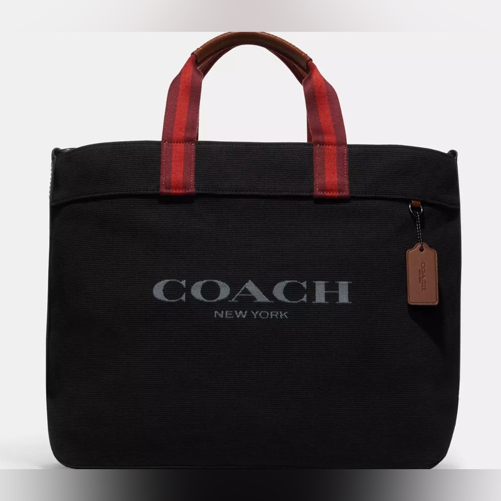 COACH CJ486 Canvas Tote 38 Tote Bag Black Multi